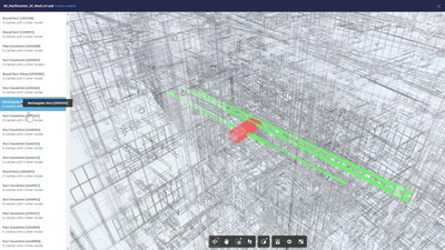 In BIM 360, clash detection is performed automatically as multi-discipline models are published. In the Model Coordination module, users can drill down into individual clashing objects to resolve issues in the pre-construction stage.