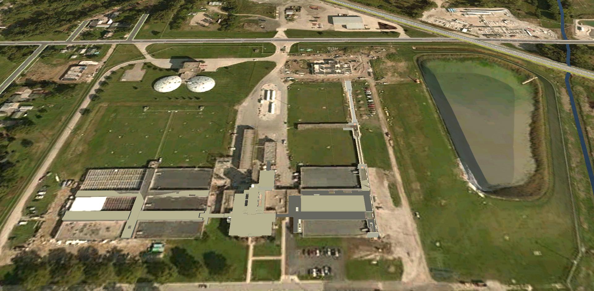 An aerial view of Toledo’s Collins Park Water Treatment Plant before the $50 million expansion and modernization project.