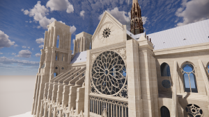 close up of 3d model used for the restoration of Notre-Dame Cathedral