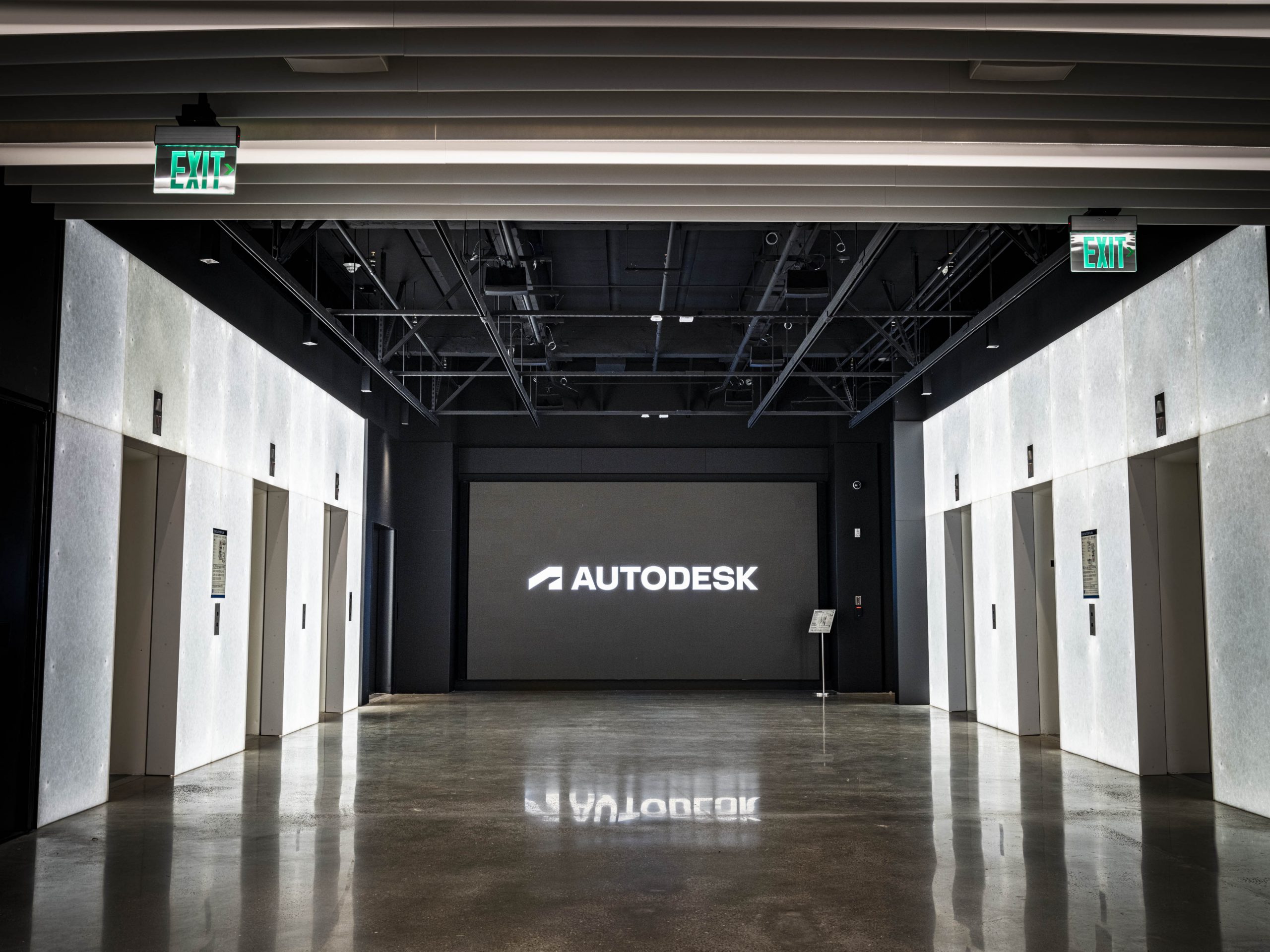 Lobby of the reimagined Autodesk Gallery in San Francisco, CA.