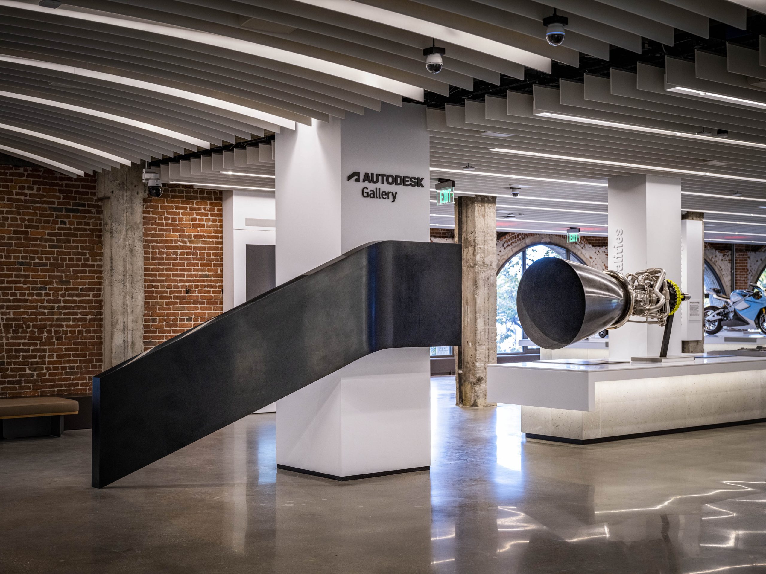 Interior of the reimagined Autodesk Gallery in San Francisco, CA.