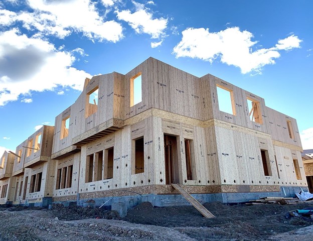 New building constructed with prefabricated timber bamboo.