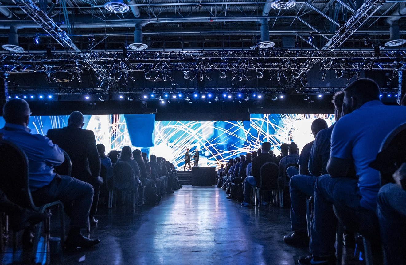 Audience and stage at Autodesk University