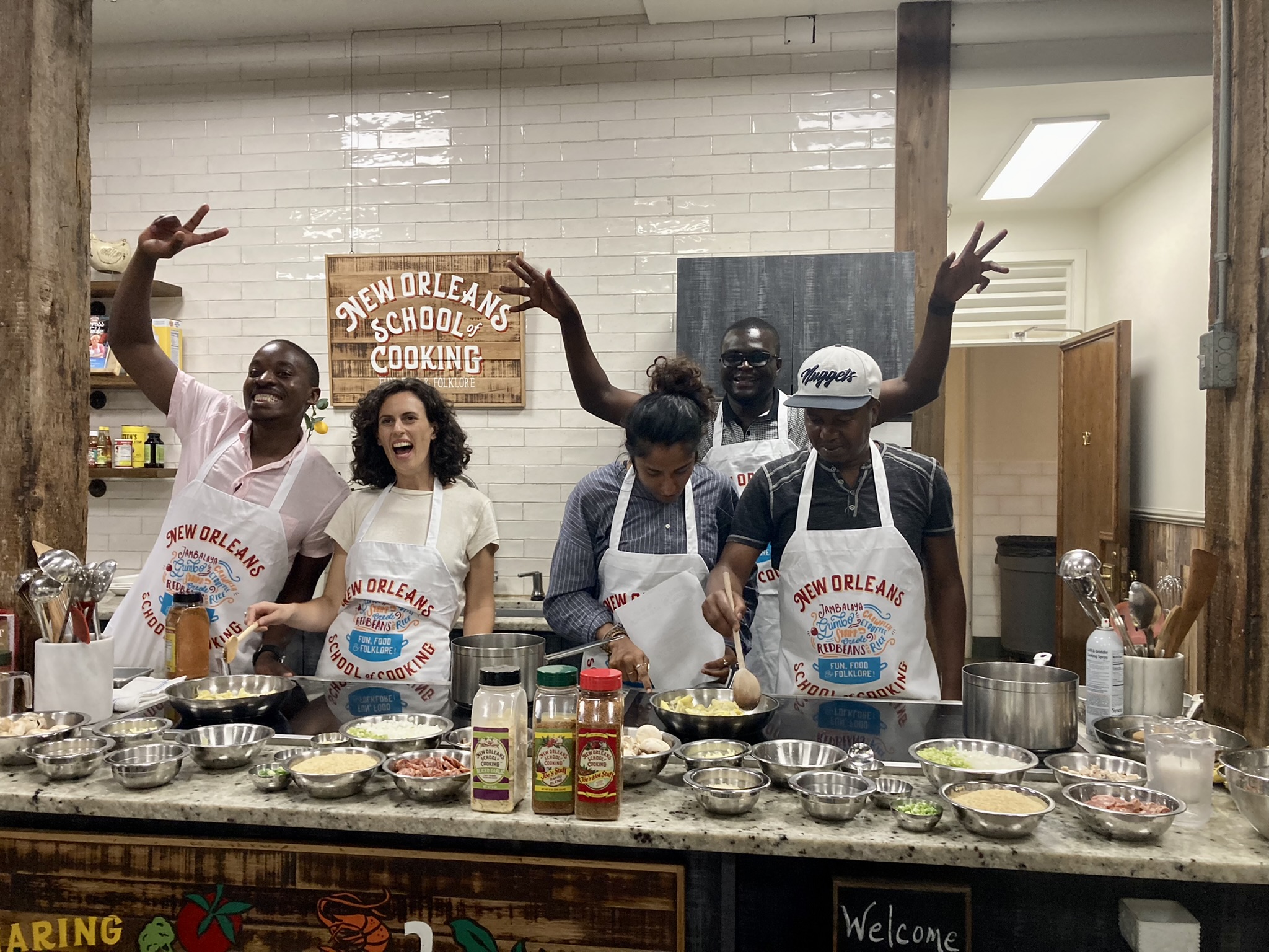 Leadership development cohort participating in a cooking class