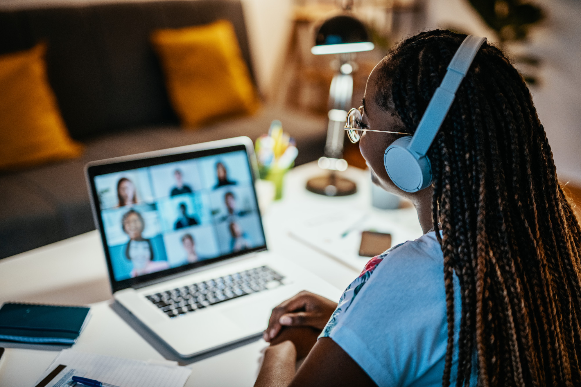 Woman on a video conference call