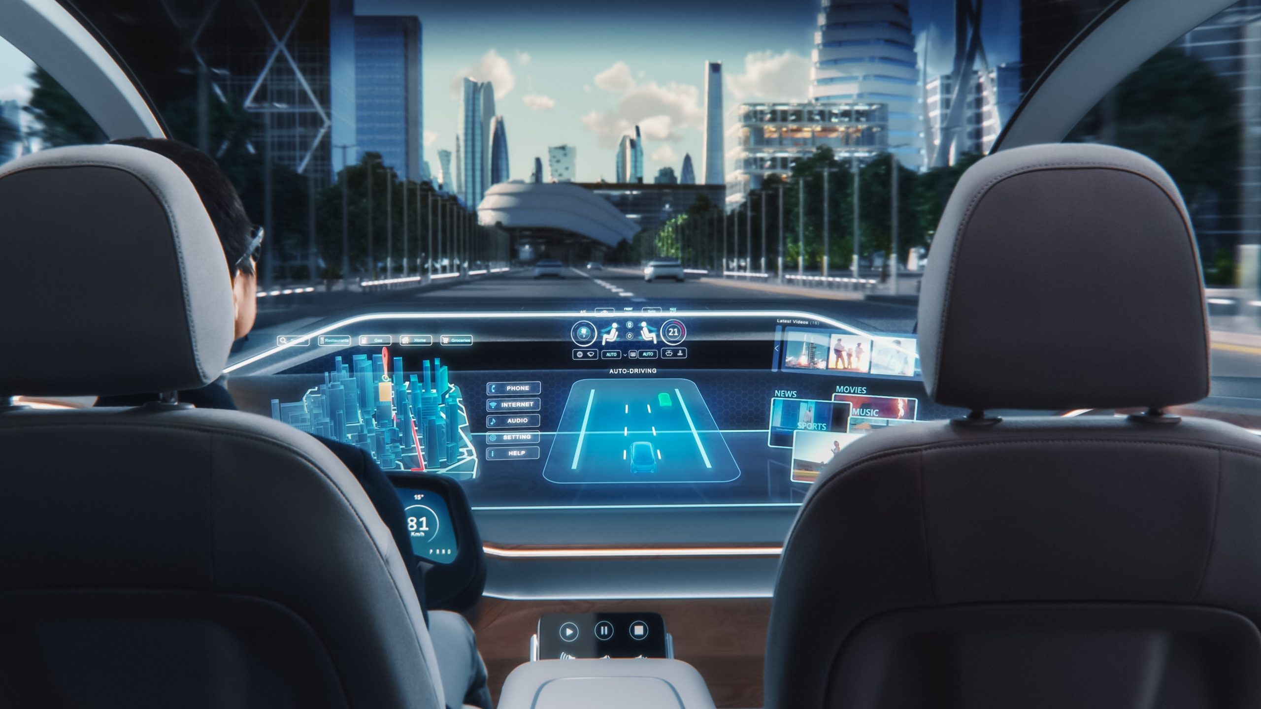 Stock photo of future interior interactive driver experience